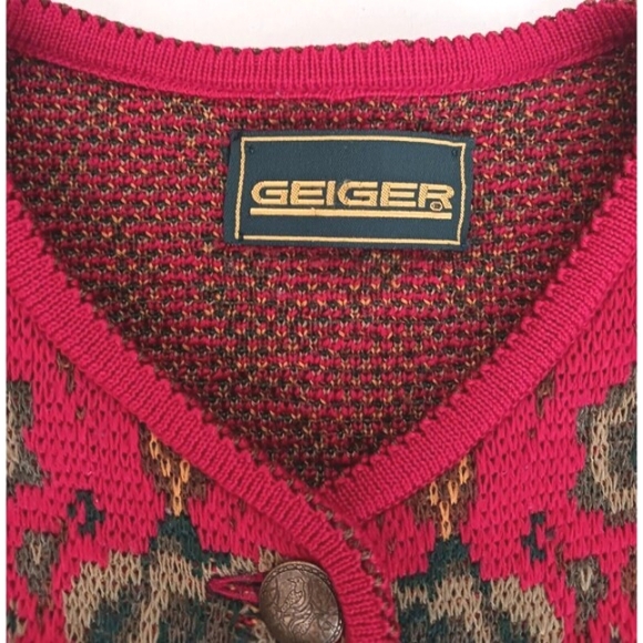 VTG Geiger Cardigan Sweater 100% Fine Virgin Wool Austria Silver Buttons Sz 42/M - Picture 5 of 10
